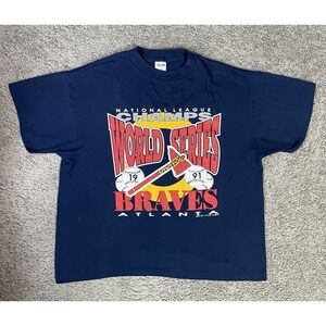 Vintage Atlanta Braves 1991 National League Champs Single Stitch T-Shirt Youth L